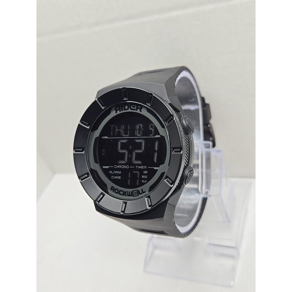 Rockwell Rider Coliseum Digital Black 48mm Chrono Timer Alarm 100M New Battery - Picture 2 of 11